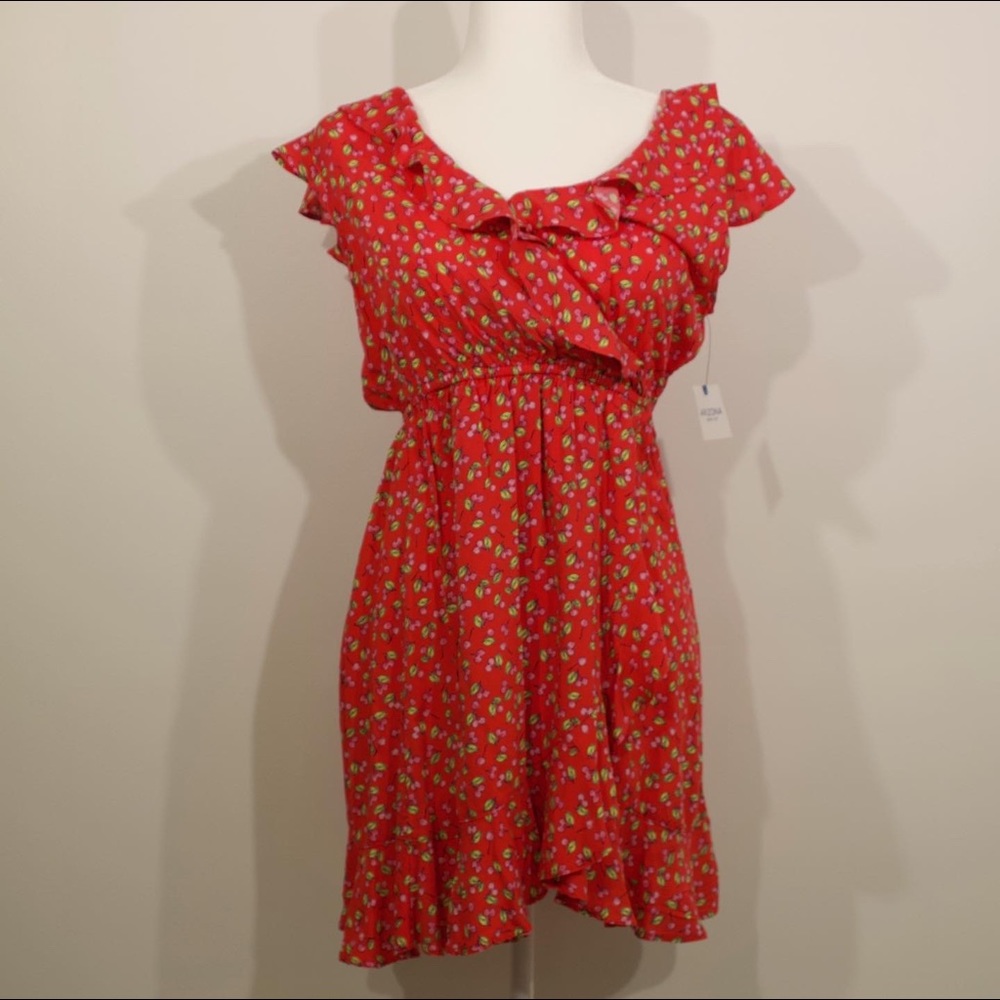 Red cherry print dress